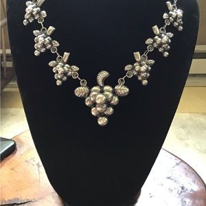 Vintage Mexican Sterling Grape Cluster Motif Necklace